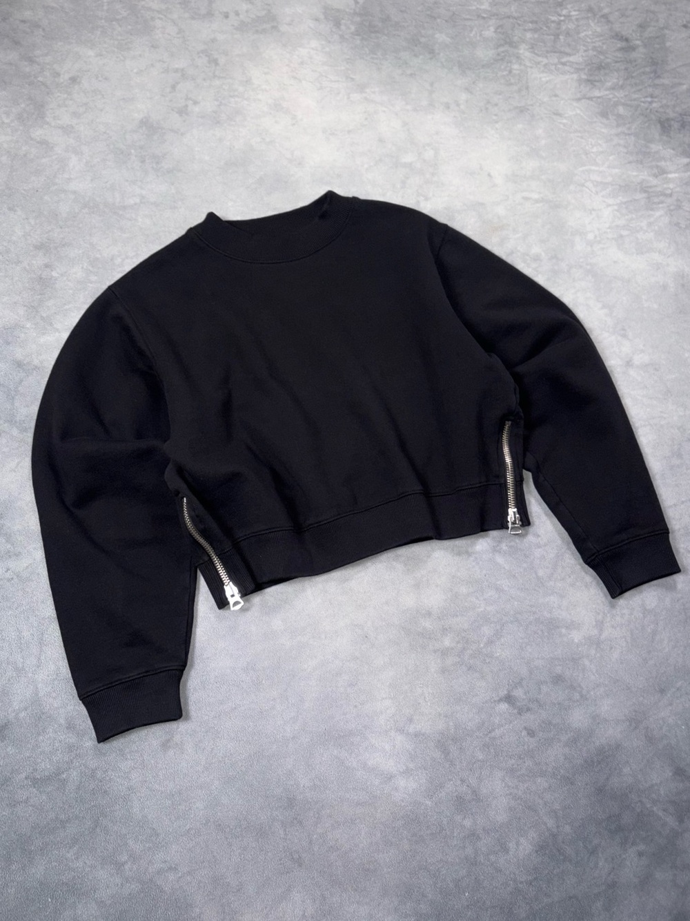 ACNE STUDIOS BIRD FL Black Cropped Avantgarde Y2K Zip Sweatshirt RRP600$ - Picture 2 of 15